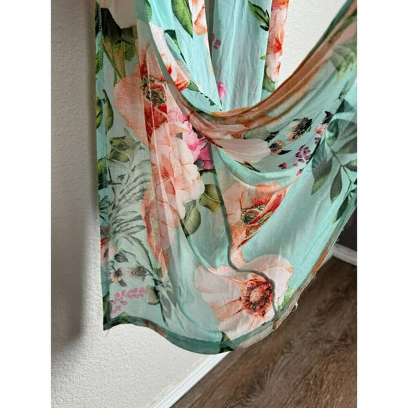 Revamped Women's Flare Pants Size Medium Multicolor Floral Hippie Boho Sheer - Picture 5 of 14